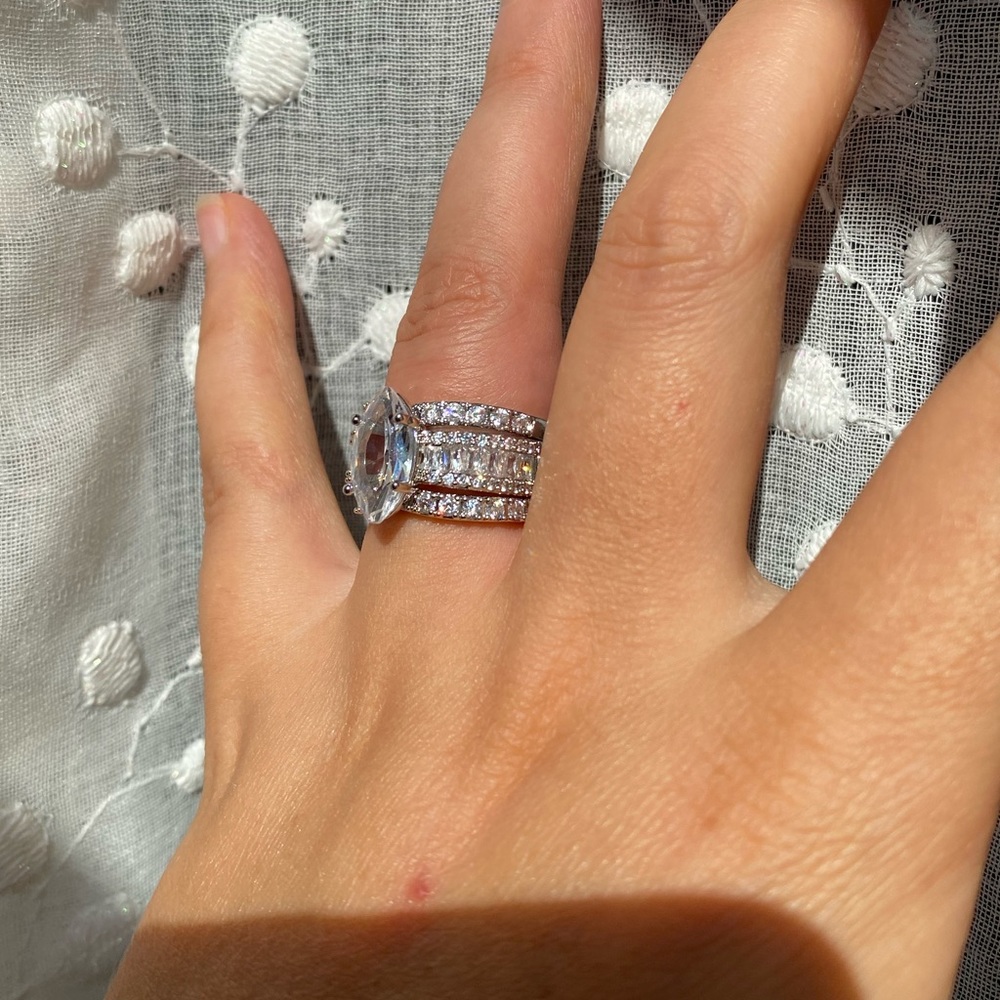 925 sterling silver marquise ring set - Picture 7 of 9